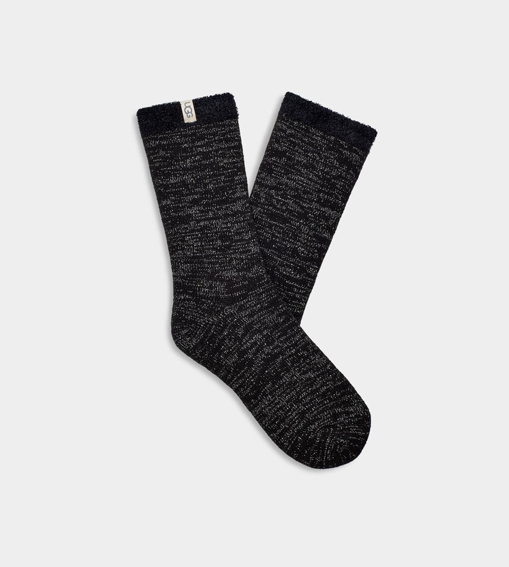 Ugg Josephine Sparkle Fleece - Womens Socks - Black / Silver - NZ (5436VZTYN)